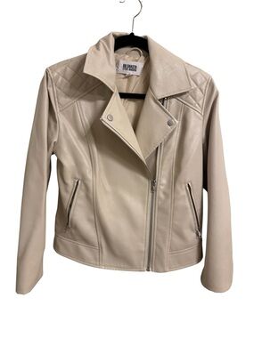 BB Dakota Beige Faux Leather Moto Jacket